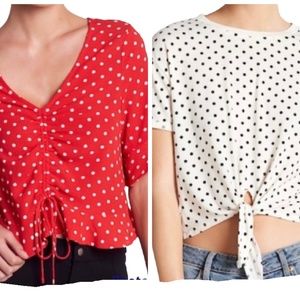 2 NWT Nordstrom Polka Dot Summer Tops Large